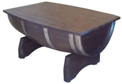 Casa Padrino Luxus Fass Couchtisch Braun / Silber 100 x 86 x H. 55 cm - Massivholz We