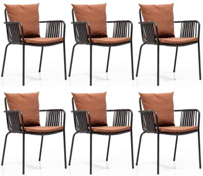 Casa Padrino Luxus Gartenstuhl Set Braun / Schwarz 50 x 45 x H. 82 cm - Moderne Garte