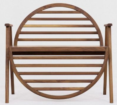 Casa Padrino Luxus Sitzbank Braun 86 x 58 x H. 81 cm - Massivholz Bank mit Armlehnen