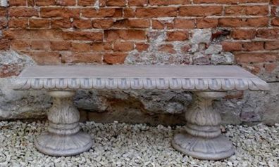 Casa Padrino Jugendstil Gartenbank Grau 140 x 38 x H. 48 cm - Garten & Terrassen Sitz