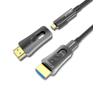 ATZEBE HDMI Glasfaser Kabel 30m 4K 60Hz 18Gbps HDR abnehmbare Stecker