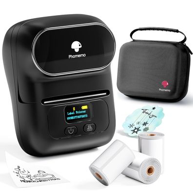 Phomemo M110 Etikettendrucker Bluetooth mit 3 Rollen Etiketten und Tasche