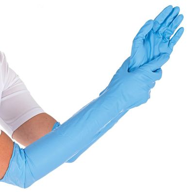 Franz Mensch Hygostar Nitrilhandschuhe Extra Safe Superlong puderfrei blau 8/M