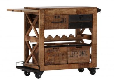 Casa Padrino Bar Trolley Servierwagen aus Mango Massivholz - Hotel & Restaurant Einri