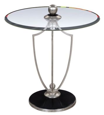 Casa Padrino Luxus Bistrotisch Silber / Schwarz Ø 60 x H. 70 cm - Runder Stehtisch
