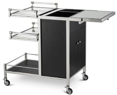 Casa Padrino Luxus Servierwagen Silber / Schwarz 94,5 x 54 x H. 83,5 cm - Hotel Resta