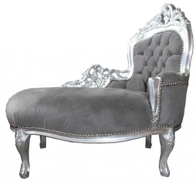 Casa Padrino Barock Kinder Chaiselongue Grau/Silber - Kindermöbel