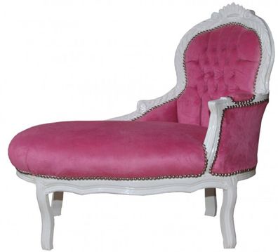 Casa Padrino Barock Kinder Chaiselongue Rosa/ Weiß - Barock Kinder Möbel