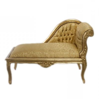 Casa Padrino Barock Kinder Chaiselongue Gold Muster / Gold Mod2R - Tron Barock Möbel