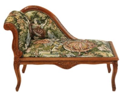 Casa Padrino Barock Kinder Chaiselongue Mod2 Gobelin / Braun - Antik Stil