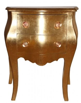 Casa Padrino Barock Kommode mit 2 Schubladen Gold Antik-Look H 76 cm, B 62 cm - Nacht