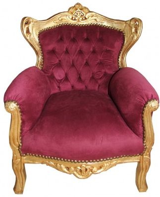 Casa Padrino Barock Kinder Sessel Bordeaux / Gold - Barock Möbel