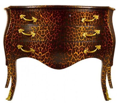Casa Padrino Barock Kommode in Leopard mit 3 Schubladen