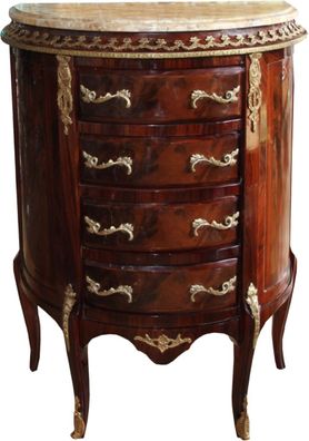 Casa Padrino Barock Kommode Mahagoni Braun Intarsien mit Marmorplatte B 68 cm, H 89 c