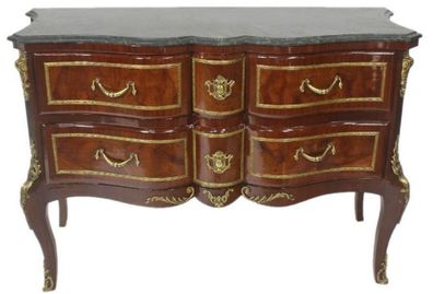 Casa Padrino Barock Kommode Braun / Gold / Grün 120 x 50 x H. 80 cm - Elegante Massiv