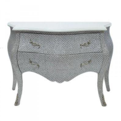 Casa Padrino Barock Kommode Weiß / Glitzerlook 120cm