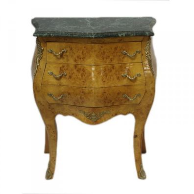 Casa Padrino Barock Kommode mit Marmorplatte aus Nussbaum H 75 cm, B 60 cm - Nachttis