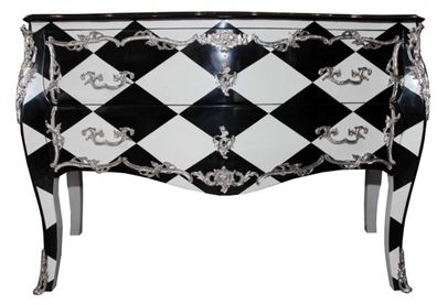 Casa Padrino Barock Kommode Karo Design 130cm - Unikat- Antik Look
