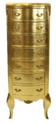 Casa Padrino Barock Kommode Gold mit 7 Schubladen 120 x 45x 35 cm - Antik Stil