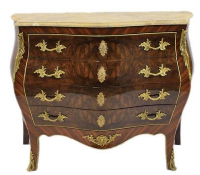 Casa Padrino Barock Kommode Braun mit cremefarbener Marmorplatte - Bombay Empire Komm
