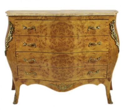 Casa Padrino Barock Kommode Ahornfarben mit cremefarbener Marmorplatte - Ludwig XIV E