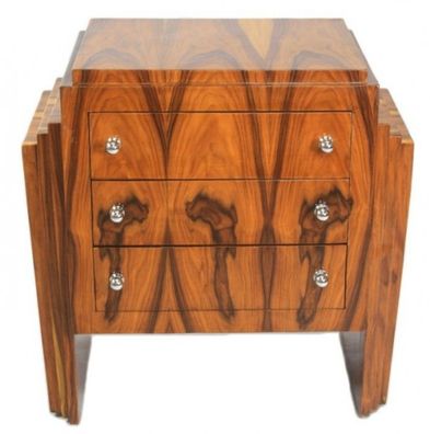 Casa Padrino Art Deco Kommode Mahagoni - Handgefertigt aus Massivholz - Nachtschrank