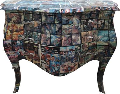 Casa Padrino Barock Kommode Comic Design 100 cm - Handgefertigt aus Massivholz- Limi