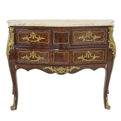 Casa Padrino Barock Kommode Braun mit cremefarbene Marmorplatte 120 cm Handgefertigt