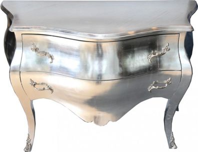 Casa Padrino Barock Kommode Silber - Handgefertigt aus Massivholz
