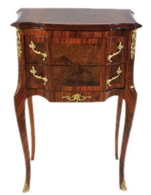 Casa Padrino Barock Kommode Mahagoni / Gold mit 2 Schubladen - Nachtschrank Antik Sti