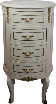Casa Padrino Barock Kommode Rund Antik Stil Creme Weiß / Gold 42 x H 77.5 cm - Barock