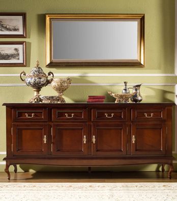 Casa Padrino Luxus Barock Kommode mit 4 Türen und 4 Schubladen 200 x 50 x H 90 cm - S