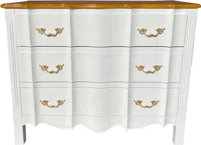 Casa Padrino Luxus Barock Kommode Weiß / Holzfarben mit goldenen Applikationen - Möbe