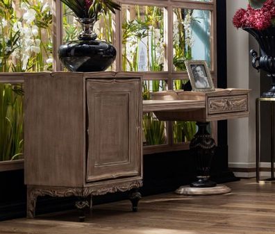 Casa Padrino Luxus Barock Schlafzimmer Kommode mit Tür und Schublade Naturfarben / Sc