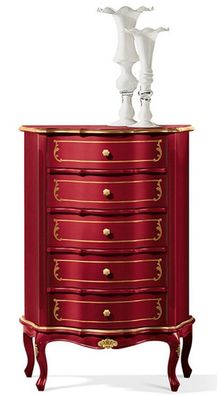 Casa Padrino Luxus Barock Kommode Bordeauxrot / Gold - Edler Massivholz Schrank mit 5