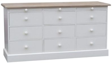 Casa Padrino Landhausstil Kommode Weiß / Naturfarben 158 x 48 x H. 79 cm - Möbel im L