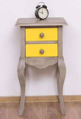 Casa Padrino Landhausstil Beistelltisch Hellgrau / Gelb 40 x 34 x H. 70 cm - Massivho