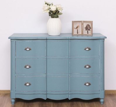 Casa Padrino Landhausstil Kommode Antik Hellblau 130 x 57 x H. 90 cm - Massivholz Sch