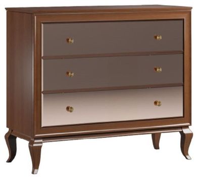 Casa Padrino Luxus Art Deco Massivholz Kommode Dunkelbraun 108,7 x 43,5 x H. 95,5 cm