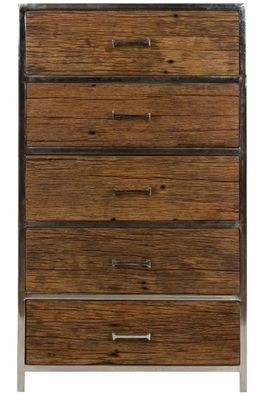 Casa Padrino Luxus Kommode mit 5 Schubladen Braun / Silber 60 x 40 x H. 110 cm - Luxu