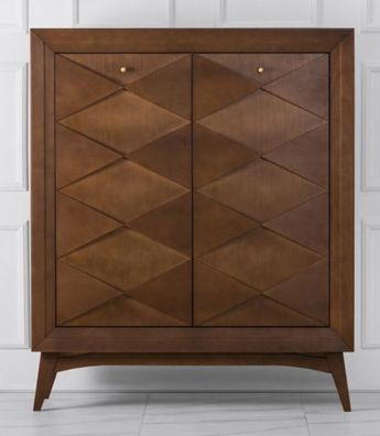 Casa Padrino Luxus Neoklassik Kommode Holzfarben Braun 120 x H143 cm - Sideboard Art