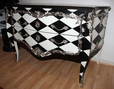 Casa Padrino Barock Kommode Karo Design - Handgefertigte Barock Möbel