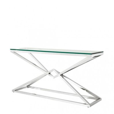 Casa Padrino Luxus Konsole Edelstahl Nickel Finish 150 x 40 x H 74 cm - Konsolen Tisc