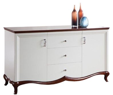 Casa Padrino Luxus Art Deco Kommode mit 2 Türen und 3 Schubladen Weiß / Dunkelbraun 1