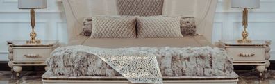 Casa Padrino Luxus Art Deco Nachttisch Set Grau / Weiß / Gold 75 x 50 x H. 48 cm - Pr