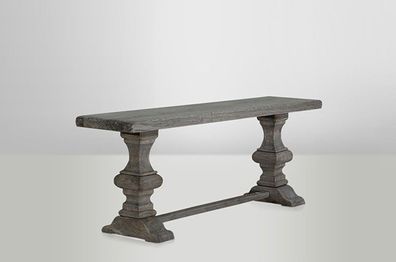 Casa Padrino Massivholz Konsole Eiche Grau 220 x 46 cm - Massiver Konsolentisch Rusti