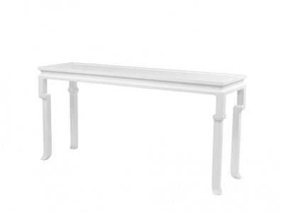 Casa Padrino Luxus Mahagoni Konsole Weiß 160 x 45 x H. 78 cm - Luxus Hotel Möbel