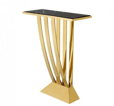 Casa Padrino Luxus Konsole Gold mit schwarzem Marmor - Art Deco Möbel