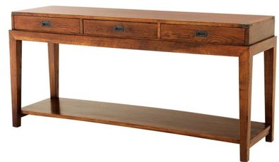 Casa Padrino Luxus Konsole mit 3 Schubladen in braun 162,5 x 47,5 x H. 76 cm - Wohnzi
