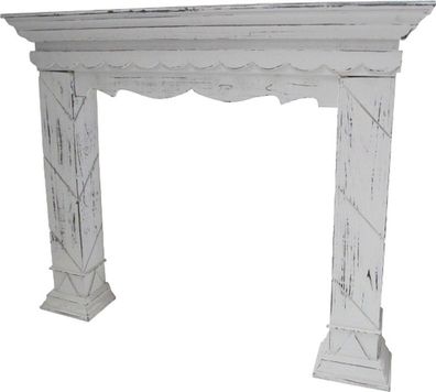 Casa Padrino Landhausstil Kaminumrandung Antik Weiß 116 x 22 x H. 99 cm - Handgeferti